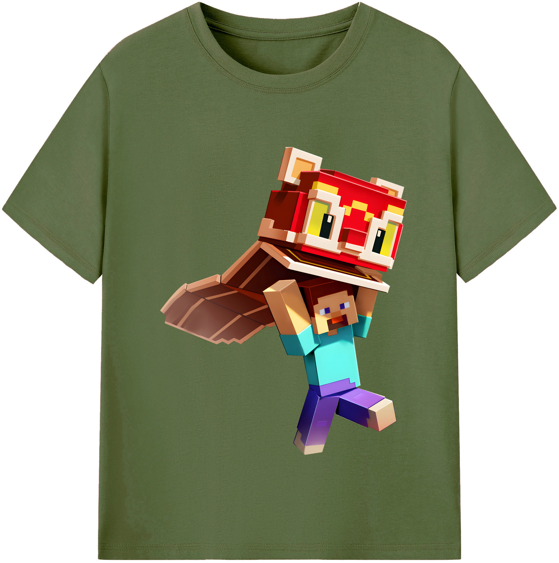 （画像用） マインクラフト ブロックの世界 Minecraft MC Block world 綿100％半袖Tシャツ（フロントプリント）